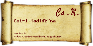 Csiri Madléna névjegykártya